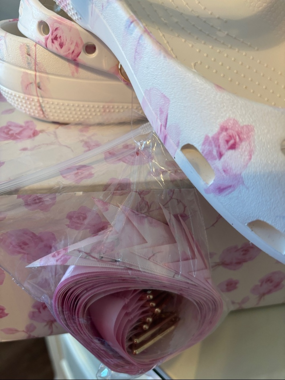 CROCS Floral-Print Shoe Box with Gold Logo Love Shack Fancy Ballet - Picture 5 of 14